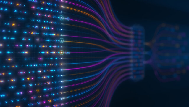 Digital Data Transformation Through Intelligent Information Processing Network Illustration