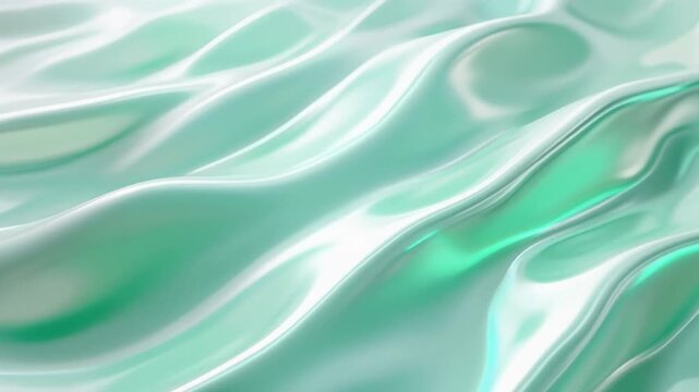 Holographic iridescent ripples undulating gently fixed camera in mint