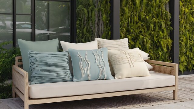 Modern outdoor daybed with pillows
