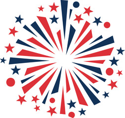 Obraz premium Stars and Stripes Radiating in a Circular Pattern with Red, White, and Blue Colors Featuring Design, Illustration, Vector