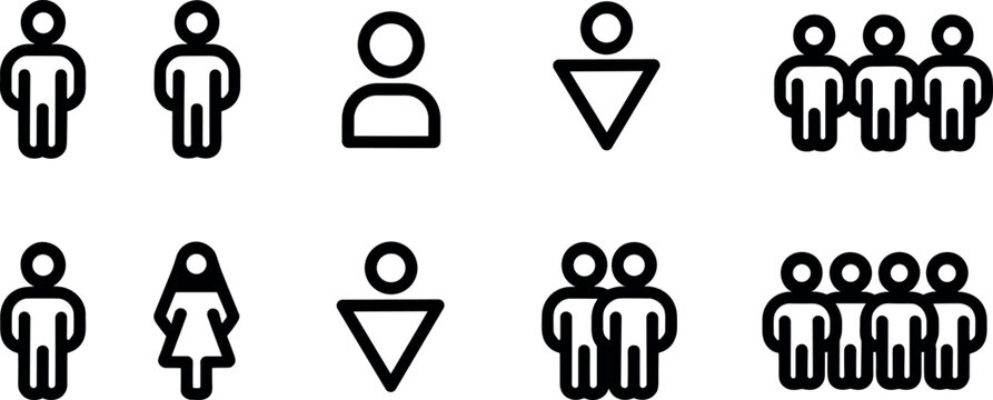 People and user icon vector set isolated on white background profile man woman group symbol collection