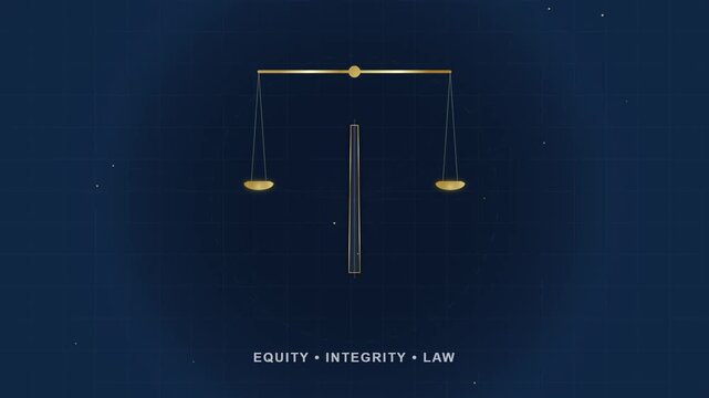 Golden Scales of Justice Animation Representing Legal Equity and Law