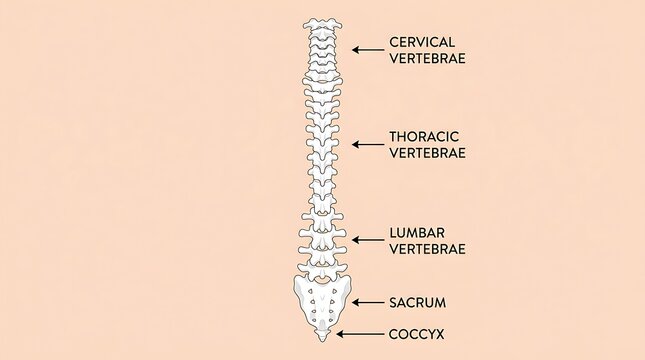 Educational medical chart of human spinal column segments with spine anatomy
