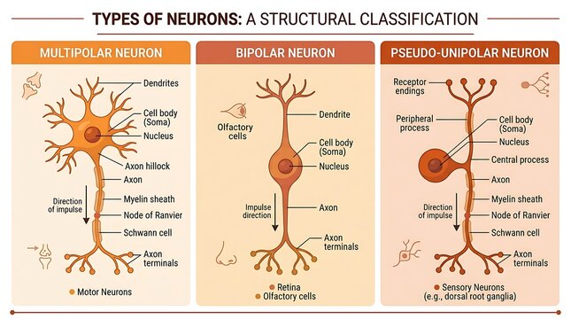Structural classification of neurons scientific educational chart with education