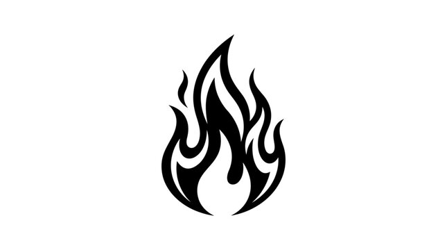 Black flame icon design element.
