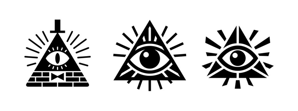 Diverse All-Seeing Eye of Providence and Pyramid Icon Collection