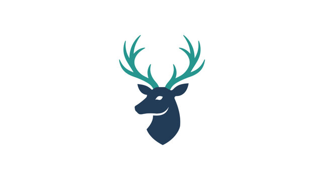 Deer head with green antlers profile.