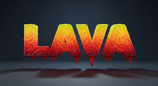 Lava text with molten, dripping, glowing effect in red and yellow, on a dark background, representing heat and danger