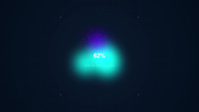 Digital Loading Progress Circle with System Initializing Animation
