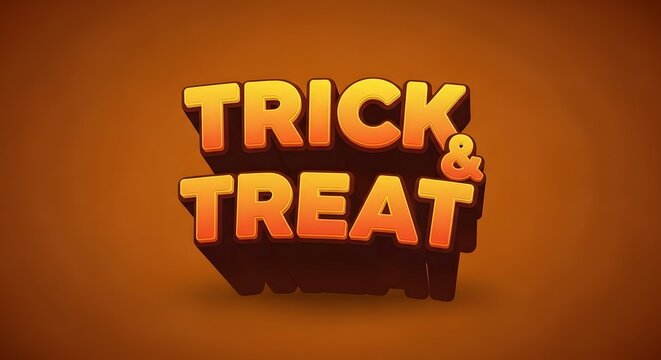 Halloween trick and treat 3d text effect with orange gradient style