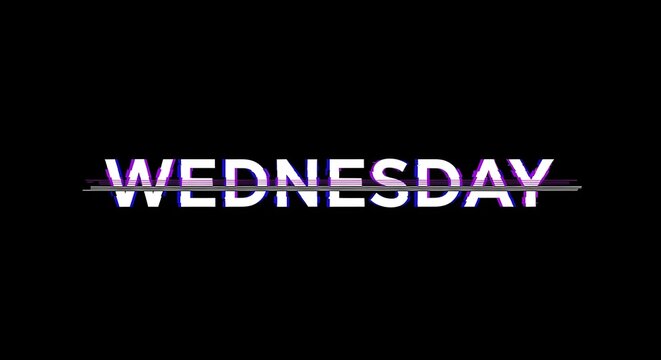 Wednesday text effect with glitch distortion and digital noise style