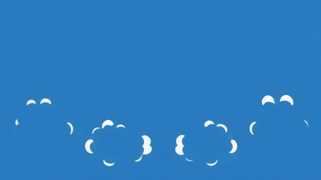 White Smoke Puffs Expanding Across Blue Sky Seamlessly Animated Motion Graphic