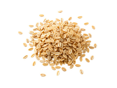 Pile of organic rolled oats cereal grain, isolated on transparent background