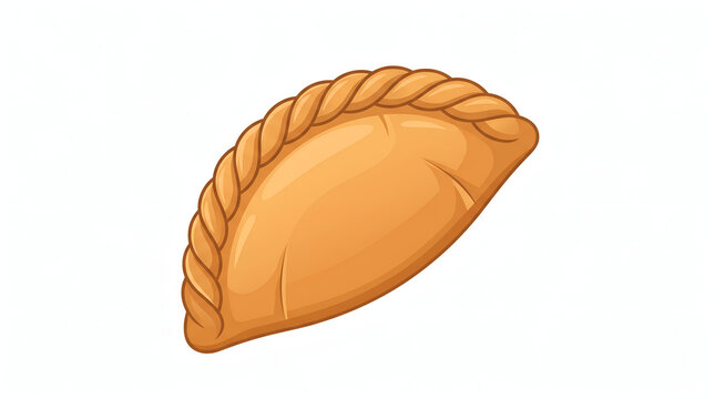 Empanada vector with golden crust and braided edge isolated