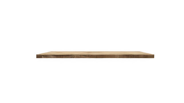 Shelf made of polished natural wood provides a sturdy floating platform that is ready for decorative items or organizational storage in modern home interiors requiring a minimalist display solution.