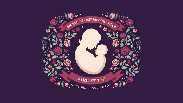 World breastfeeding week illustration with baby icon
