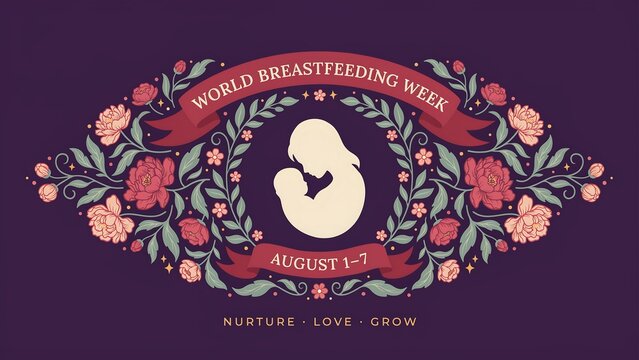 World breastfeeding week illustration with baby