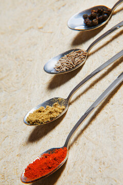 Spices on spoons