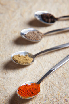 Spices on spoons