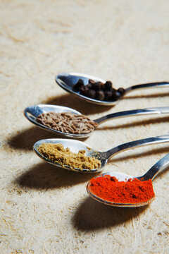 Spices on spoons