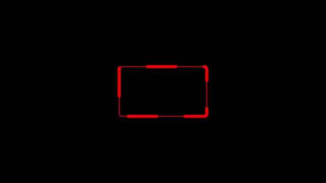 Red outline of a rectangle with rounded corners on a black background border frame