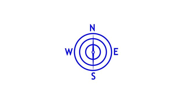 Blue compass icon with cardinal directions on a white background navigation north