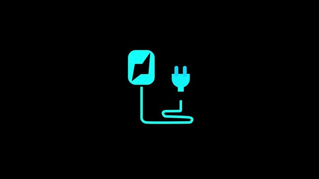 Electric plug and socket icon with power cord on black background electricity