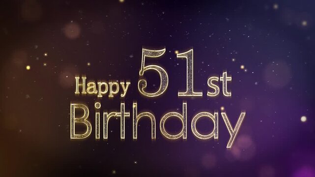 A beautiful banner to wish a Happy 51st Birthday, gold particles with congratulations