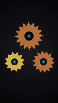 Geometric Gears Interconnecting in Dimmed Background