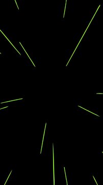 Green anime-style speed lines rush forward from a central point, creating a hyperspace or warp speed effect perfect for sci-fi and action sequences, vertical format