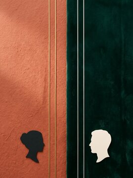Minimalist gender equality concept with male and female silhouettes