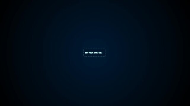 Futuristic Sci-Fi HUD Interface with Glowing Hyper Drive Text, Neon Digital Frame and Space Travel Technology Concept