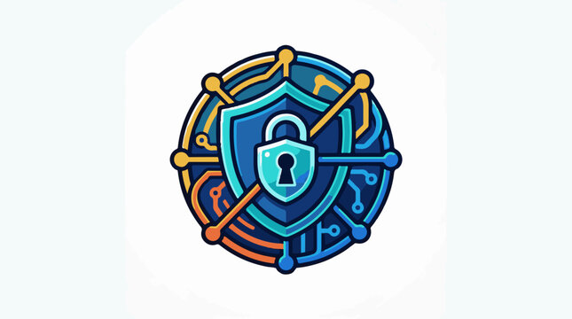 Digital shield with lock and circuit board pattern (1)