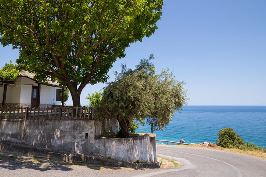 Amazing scenery by the sea in Agios Ioannis Papa Nero beach, east Pelion, central Greece