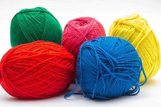 Several skeins of acrylic yarn for crocheting and knitting