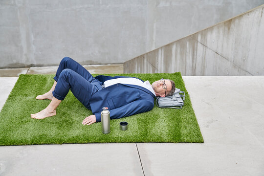 Businessman having a break
