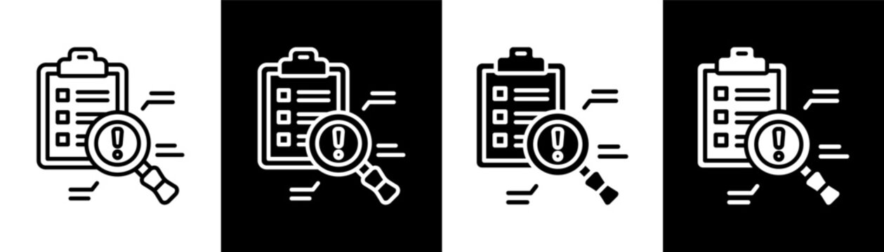 risk analysis white icon set design