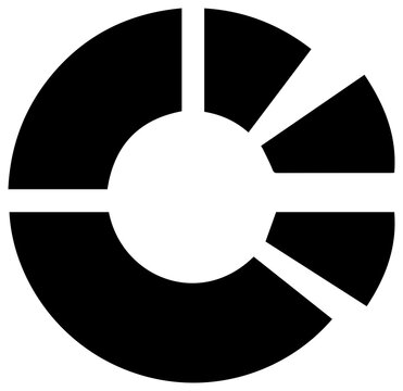 Solid black filled icon of a pie chart with sections removed with depicts black sections cut statistics business analysis finance scheme with graph