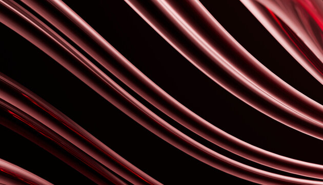 Abstract dynamic red luminous lines on dark background