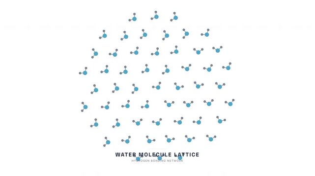 Water Molecule Hydrogen Bond Lattice Animation &mdash; H2O Molecular Structure Chemistry Loop