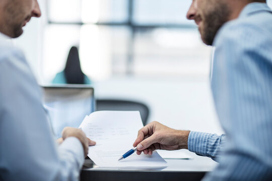 Businessman in counselling interview with customer