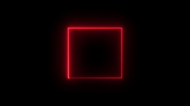 Glowing neon square frame animation. luminous banner animation,red and color neon box icon. Neon Figure On 4k motion graphic animation.