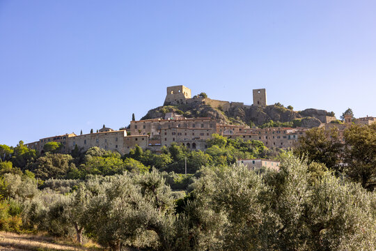 Montemassi a fortified village in the province of Grosseto. Tuscany. Italy