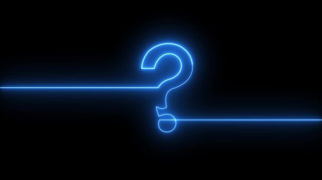 neon glowing blue loop Question mark sign Question mark icon asking icon animation,motion animate 4k video.