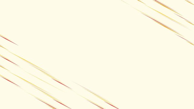 Minimalist diagonal motion lines in vibrant yellow and red hues create a dynamic and energetic abstract digital animation video clip.