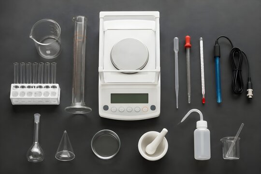 Complete Chemistry Measurement Toolkit with Balance Cylinder Pipette Thermometer and pH Probe for Laboratory Education