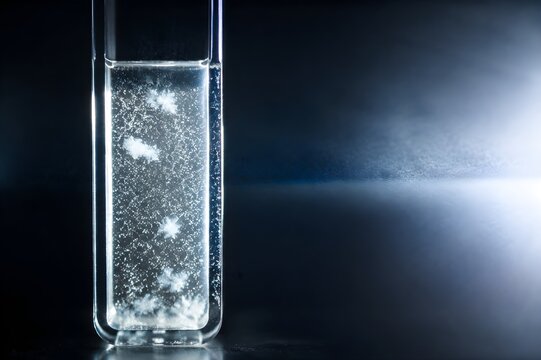 Chemical Precipitate Particles in Illuminated Cuvette Showing Light Scattering for Laboratory Science Education Applications Visuals