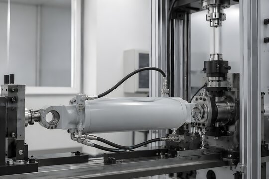 Hydraulic Landing Gear Actuator Under Load Testing with Pressure Hoses and Precision Force Sensors Applications
