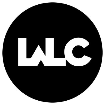 Solid black filled icon of wlc wage limitation with black circle white wlc text business resource finance graphic symbol shape mark logo