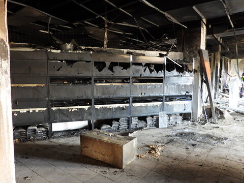 The consequences of the fire in the shopping center in the southern part of the city. The estimated damage is currently 15,000,000 CZK. The case is not closed to this day.